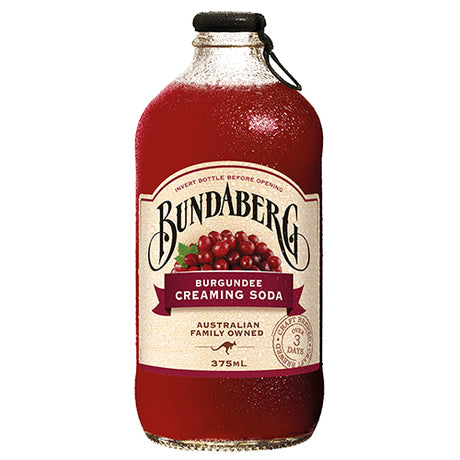 A 12-pack of Bundaberg Creaming Soda in 375ml bottles, showcasing its creamy texture and nostalgic flavor.