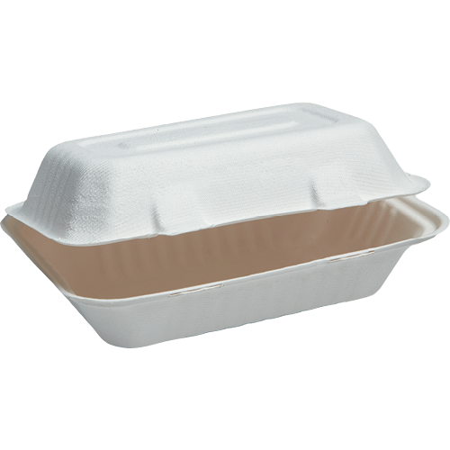Savpac Sugarcane Hinged Lid Meal Box 1000ml 25pk