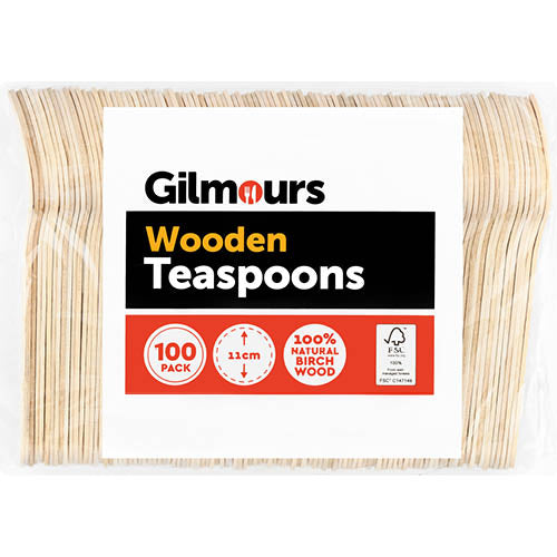 Gilmours Disposable Teaspoons Wooden 100pk