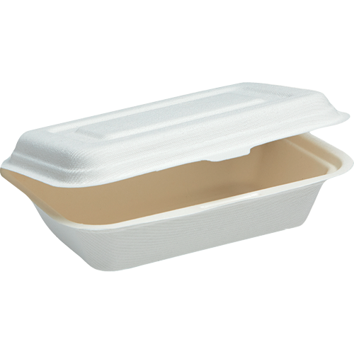 Savpac Sugarcane Hinged Lid Meal Box 450ml 50pk