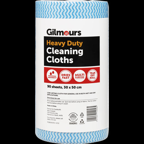 Gilmours Heavy Duty Cleaning Cloths in a 90-pack, 30x50cm, made from durable 70GSM material for efficient cleaning.