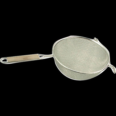 Metalex Fine Tin Mesh Strainer with Wood Handle, 70mm, ideal for straining liquids and sifting dry ingredients in the kitchen.