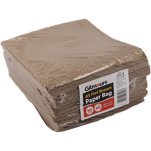 Gilmours Flat Brown Paper Bag 270x235mm #5 500pk