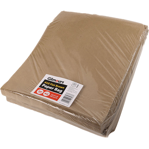 Gilmours Flat Brown Paper Bag 360x305mm #10 500pk