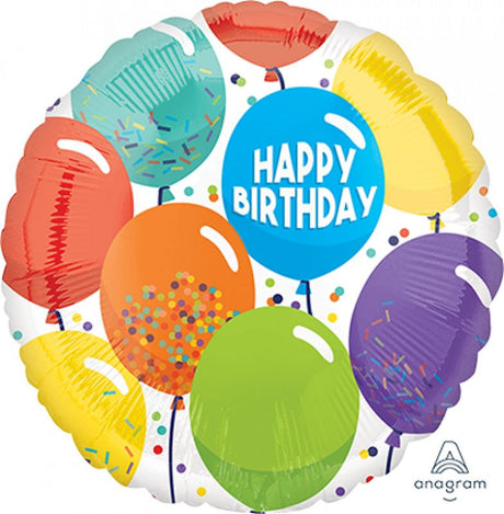 Vibrant 45cm Happy Birthday foil balloons, self-sealing, perfect for adding color and joy to any celebration.