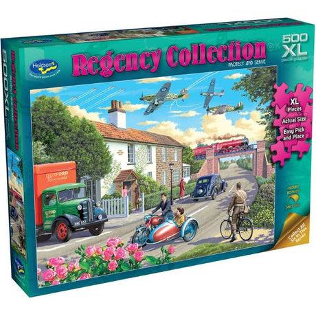 Engaging 500XL puzzle depicting community service scene, ideal for puzzle enthusiasts aged 8 and up.