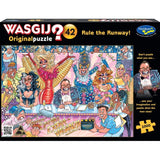 Colorful 1000-piece Wasgij puzzle depicting a vibrant drag contest scene, inviting creativity and imagination in puzzling.