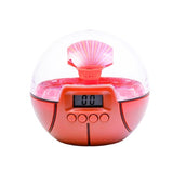 Vibrant basketball-themed alarm clock with mini-game, wake up by sinking a shot, 10cm dimensions, perfect for sports fans.