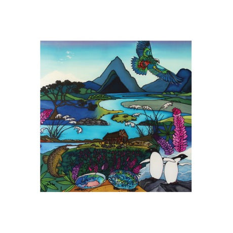 3D textured ceramic tile featuring vibrant South Island scenery, perfect for wall displays or standalone decor.