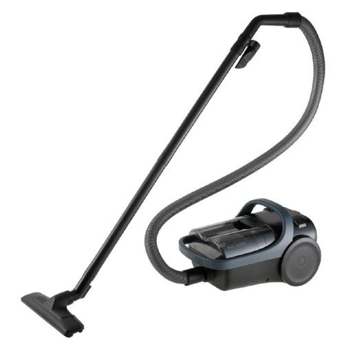 Bagless Panasonic vacuum cleaner CL601 with 1600W power, 2.2L dustbin, 4-layer filtration, and versatile nozzles for efficient cleaning.