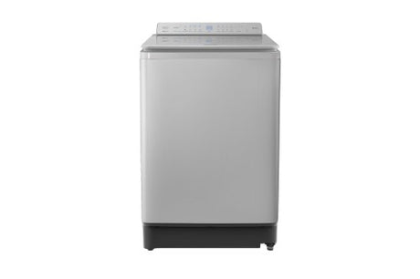 Panasonic 10KG INVERTER Top Load Washing Machine in grey, featuring Jet Wash technology for powerful, energy-efficient stain removal.