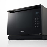 Panasonic 32L microwave convection steam oven, featuring 4-in-1 cooking: steam, bake, grill, and microwave in a flatbed design.