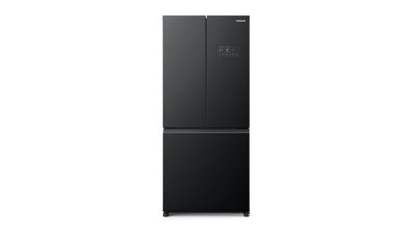 Panasonic 500L PRIME+ French Door fridge freezer in black, featuring advanced storage, moisture control, and energy efficiency.