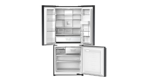 Panasonic 493L PRIME+ French Door fridge freezer with water dispenser, featuring advanced cooling technology and spacious compartments.