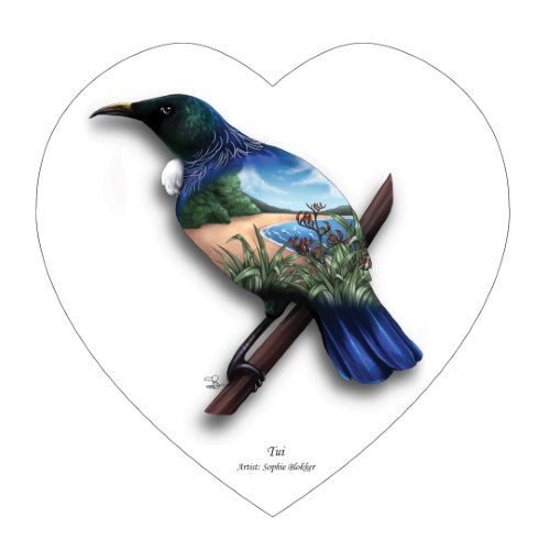 Sophie Blokker Kiwiana Ceramic Heart Wall Hanging  - Tui