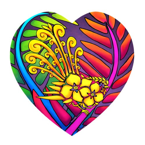 Sophie Blokker Kiwiana ceramic heart wall hanging featuring Koru Fantail design, ideal for enhancing home decor.