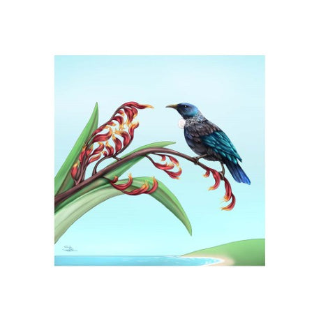 3D textured ceramic tile wall hanging featuring the Mirror Tui design, celebrating New Zealand's cultural heritage.