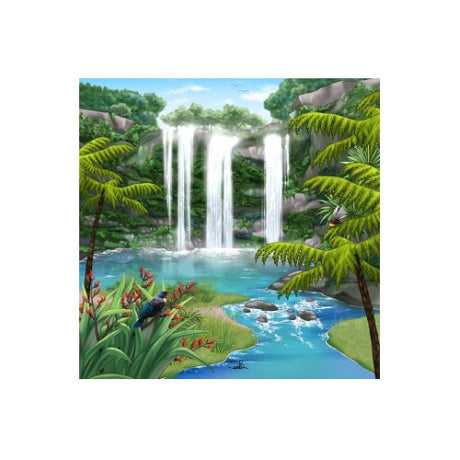 Sophie Blokker Kiwiana 3D Square Ceramic Tile depicting Whangarei Falls, textured design, cork backing for wall display.