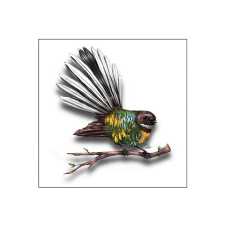 Sophie Blokker 3D Textured Ceramic Tile featuring a Fantail design, perfect for modern home decor with a Kiwiana touch.