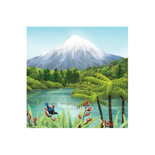 3D textured ceramic tile wall hanging of Mt Taranaki, showcasing New Zealand's natural beauty with cork backing.