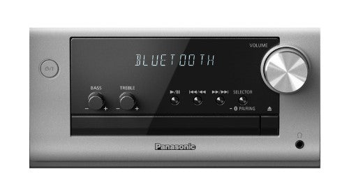 Sleek Panasonic SC-PM700GNS Wireless Micro System in silver, delivering 80W power, Bluetooth streaming, and CD playback.