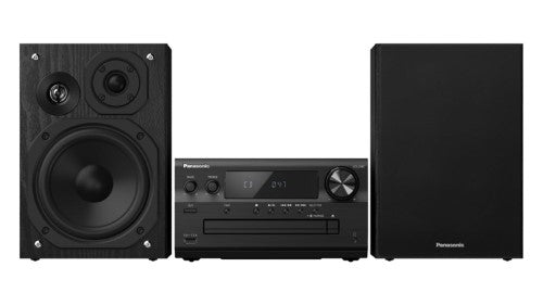 Panasonic SC-PMX802GN-K Wireless Micro System in black, featuring 120W output, JENO Engine, and multiple connectivity options.