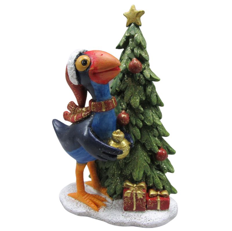 Pukeko - With Christmas Tree and Gifts - Poly Resin