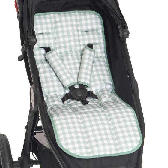 Harness Covers & Pram Pegs - Gingham Sage - All4Ella