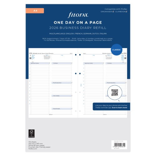 Filofax Refill Classic Day Per Page With Appts A4 ML 2026