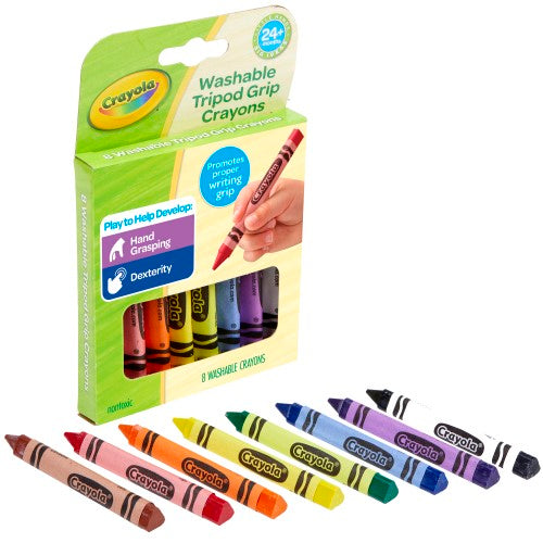 Crayola Young Kids Washable Tripod Grip Crayons 8Pk