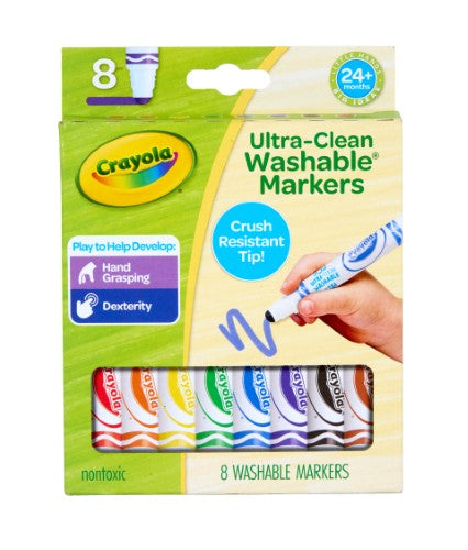 Crayola Young Kids UltraClean Washable Broadline Markers 8Pk