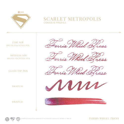 Ferris Wheel Press Fountain Pen Ink WB Superman Scarlet Metropolis 28ml