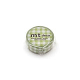 MT Washi Tape 15mm x 7m Checkered Light Moss Green