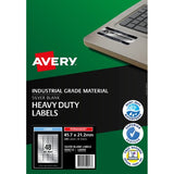 Avery Heavy Duty ID Label L6009 Silver Laser 47.5x21.2mm 48up 5 Sheets