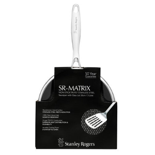 Stanley Rogers SR-Matrix Non-stick Saucepan with Glass Lid 20cm / 3.0L
