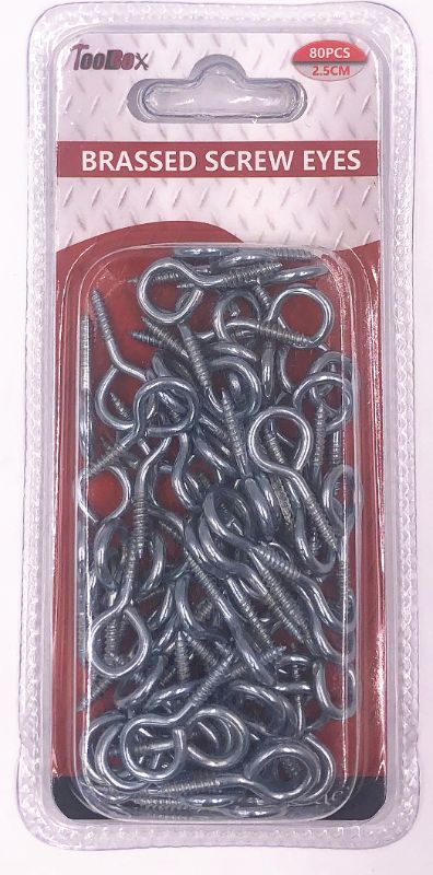 Brassed Screw Eyes - Pk80 (12 Packs) 2.5cm