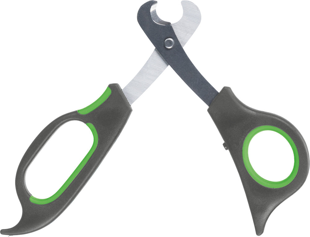 Claw scissors in grey and green, 13 cm, featuring stainless steel blades and ergonomic rubber grip for precise cutting.