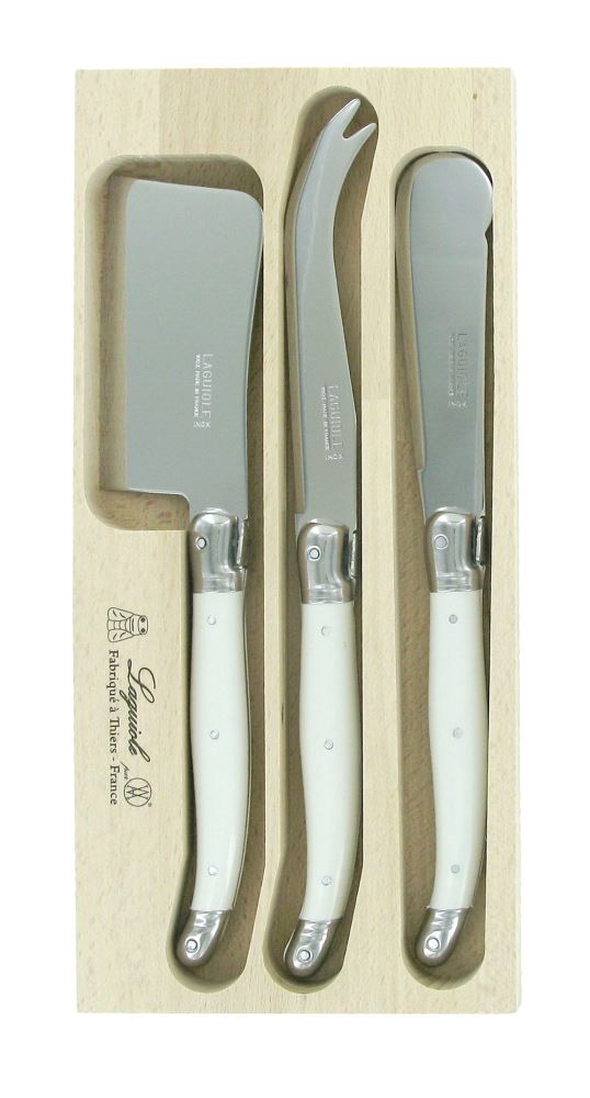 Cheese Set With Spreader - Andre Verdier Laguiole - White