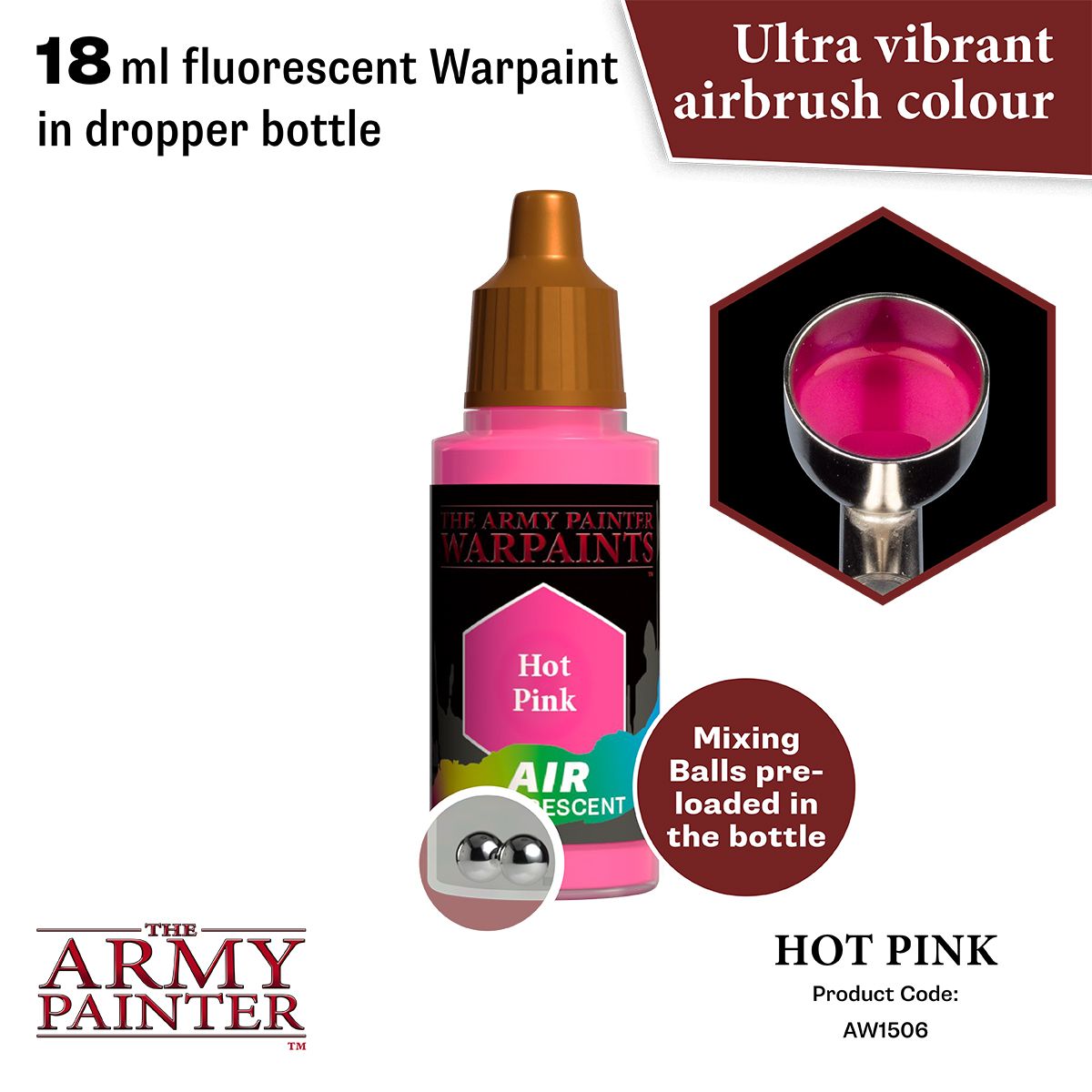 Army Painter - Metallics - Air Hot Pink Fluo Acrylic Paint 18ml - Model Paint