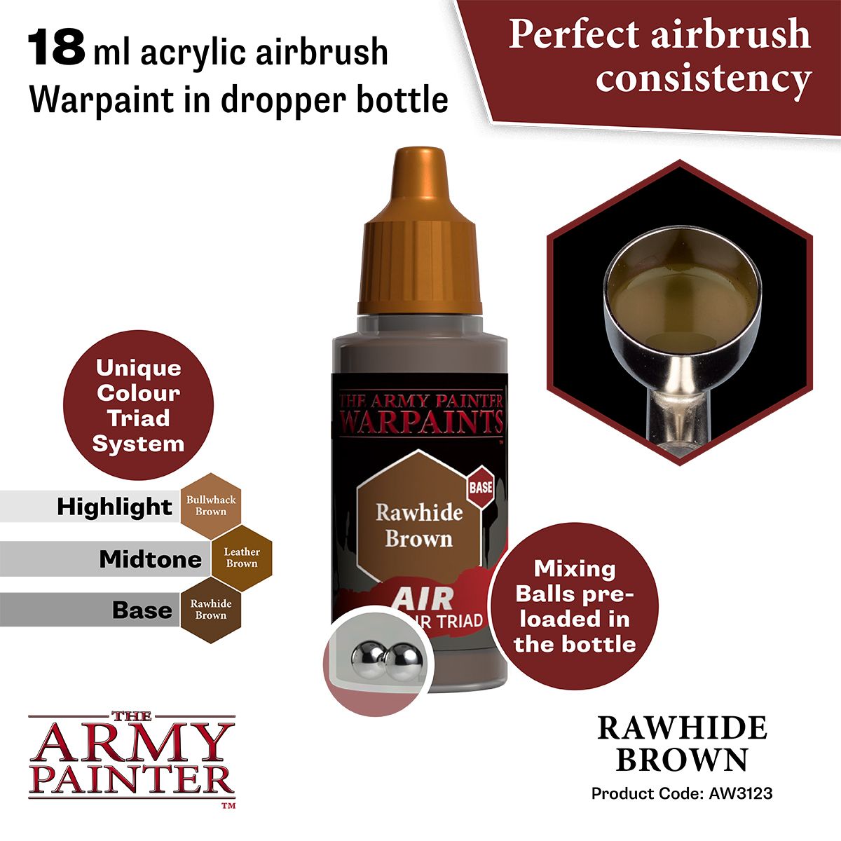 Army Painter - Warpaints Air - Rawhide Brown Acrylic Paint 18ml