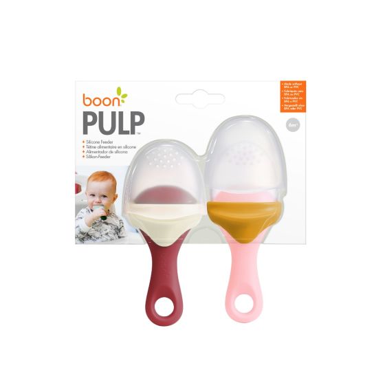 Pulp Silicone Feeder 2pk - Pink/Coral - Boon