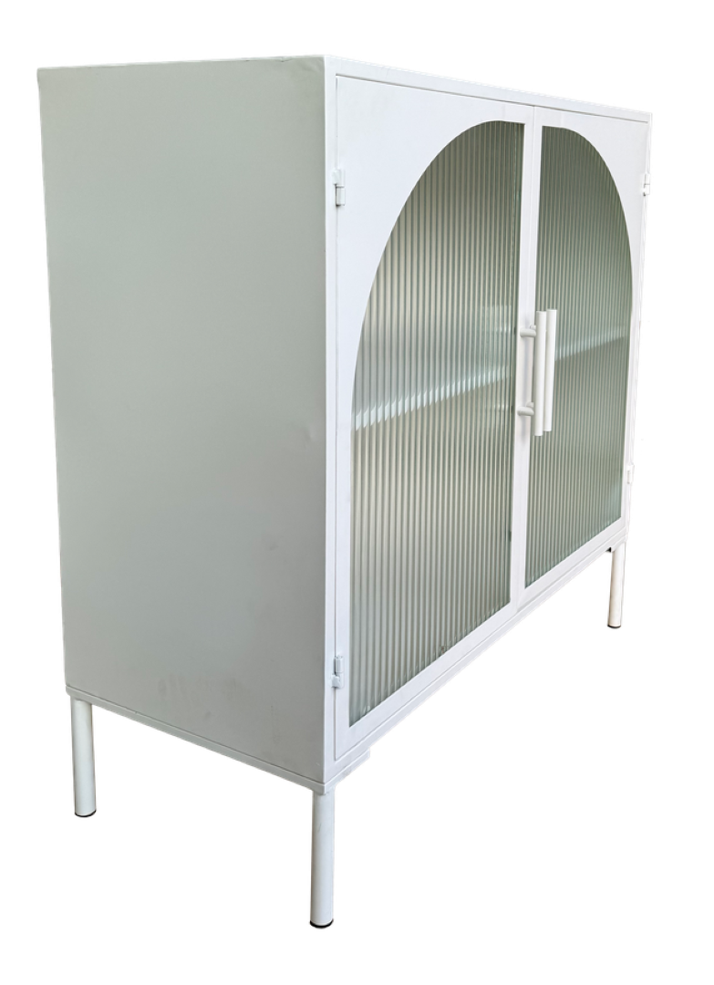 White 2-door cabinet with dimensions 80 x 38 x 81cm, perfect for storage and organization.