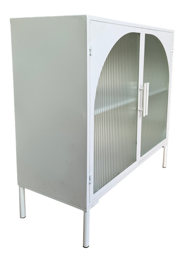 White 2-door cabinet with dimensions 80 x 38 x 81cm, perfect for storage and organization.