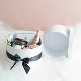 Gift Flower Box Ribbed Round Warm White Set 2