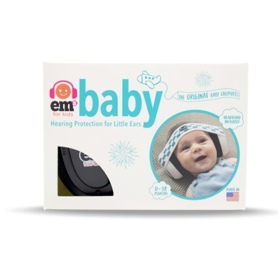 Baby Earmuffs - Black/Blue Checkered - Em's 4 Kids