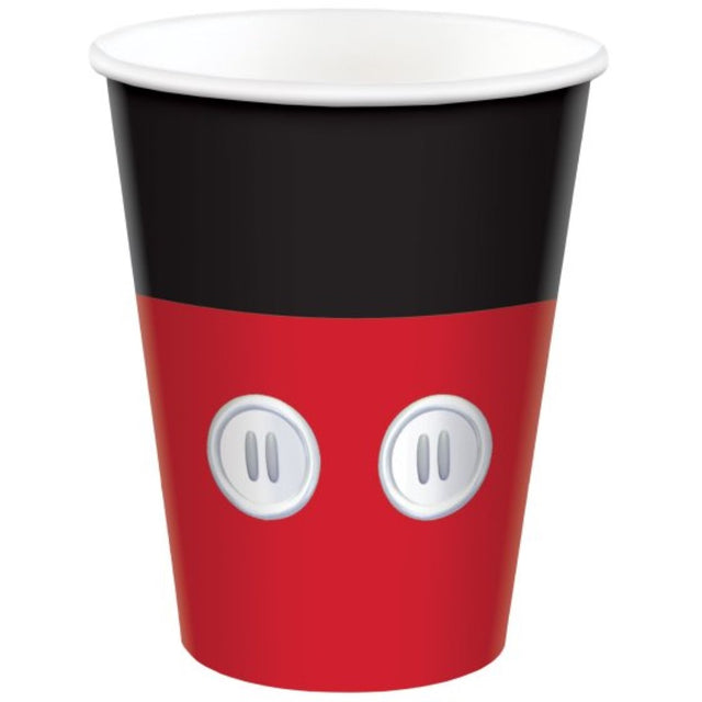 Mickey Mouse paper cups, 9oz, pack of 8, perfect for kids' parties, eco-friendly, vibrant design featuring Mickey Mouse.