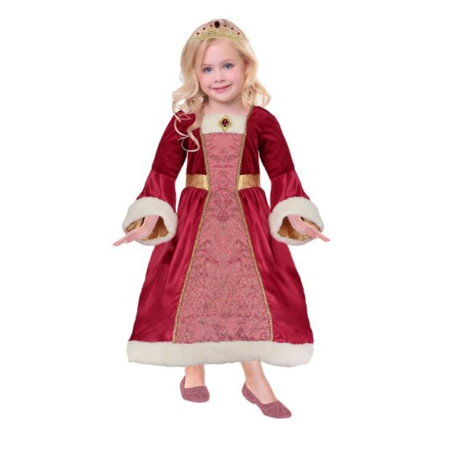 Medieval princess costume for ages 4-6 featuring a colorful dress and matching headband for imaginative play and special occasions.