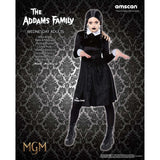 Black dress costume for women inspired by Wednesday Addams, ideal for Halloween and themed events, sizes 6-8.