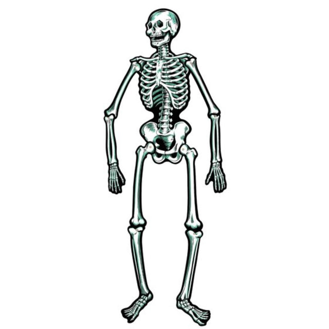 Jointed skeleton set of 2, each 56cm tall, perfect for Halloween decor and flexible positioning for fun displays.