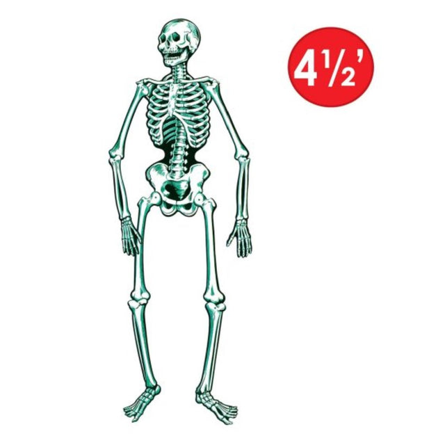 Jointed 140cm skeleton decoration for Halloween, perfect for eerie scenes and easy customization for any spooky event.